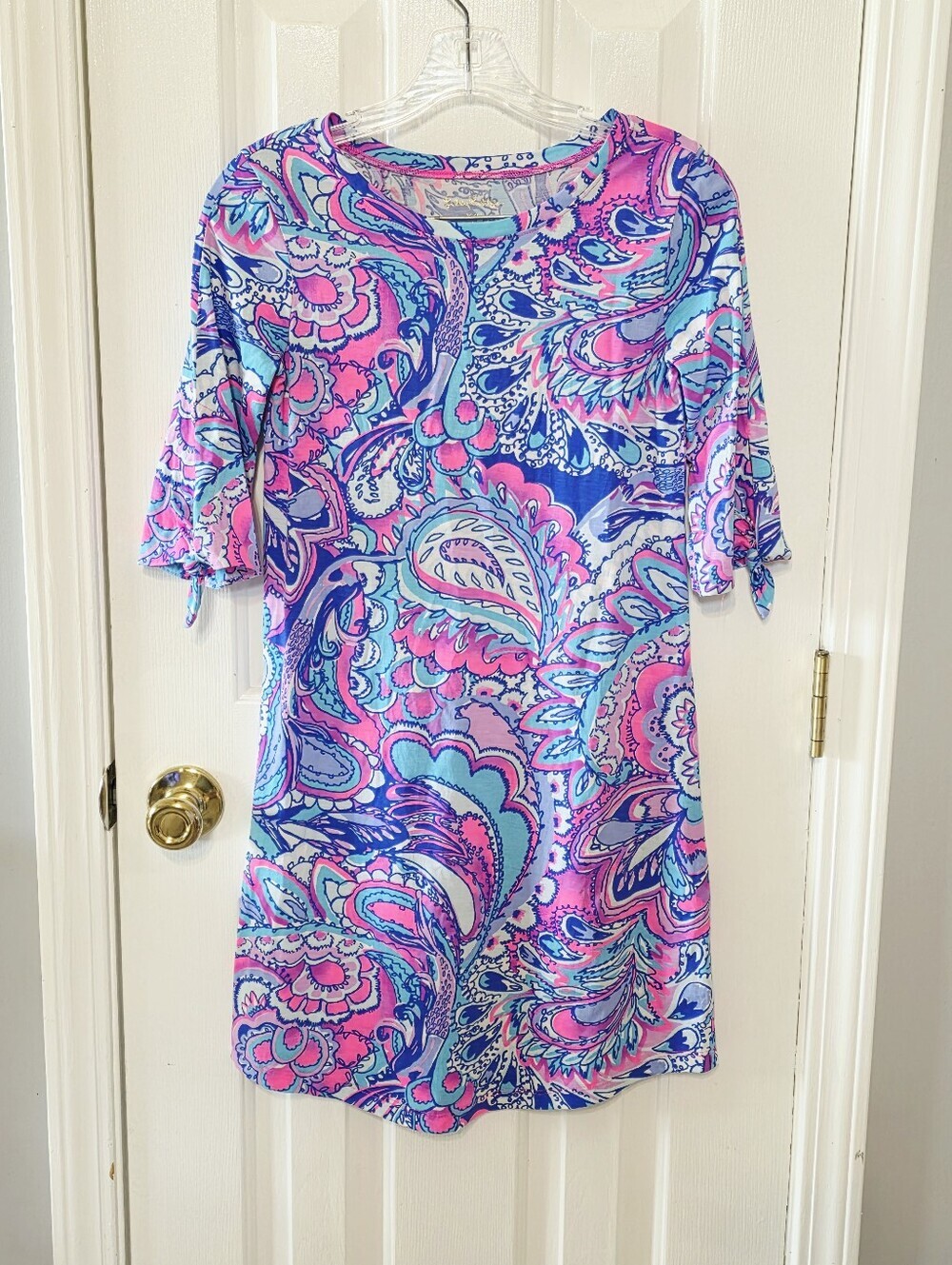Lilly Pulitzer Light Blue Pink Navy Floral Print Top XS